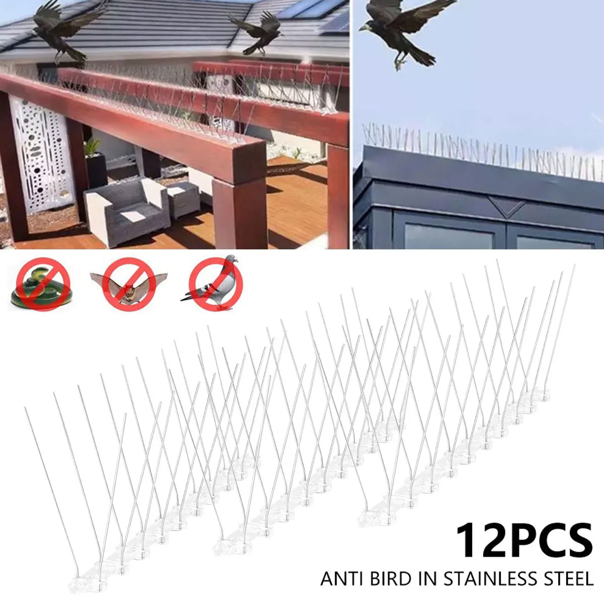 

Pigeon Spikes Bird Repeller Kit Stainless Steel Bird Fence Pigeon Deterrent Seagull Repeller 25CM Bird Spikes Kit Wall Fence