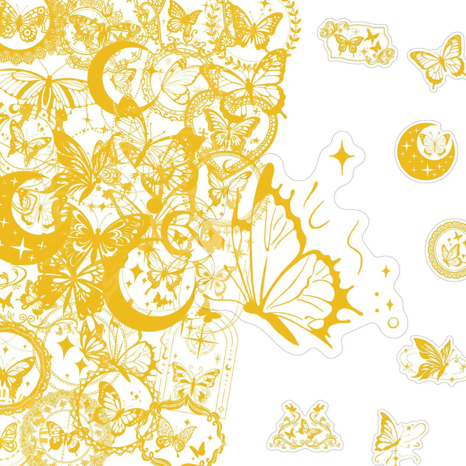 Yellow Laptop Accessories - 50Pcs Yellow Butterfly Moon PET Transparent