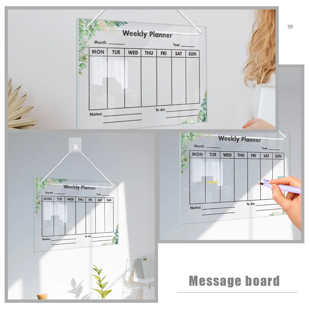 5PCS Acryl Memo Löschbare Transparente Hängende Planung Home Office Nachricht Aufnahme Klar Handschrift Bord Brief Bord