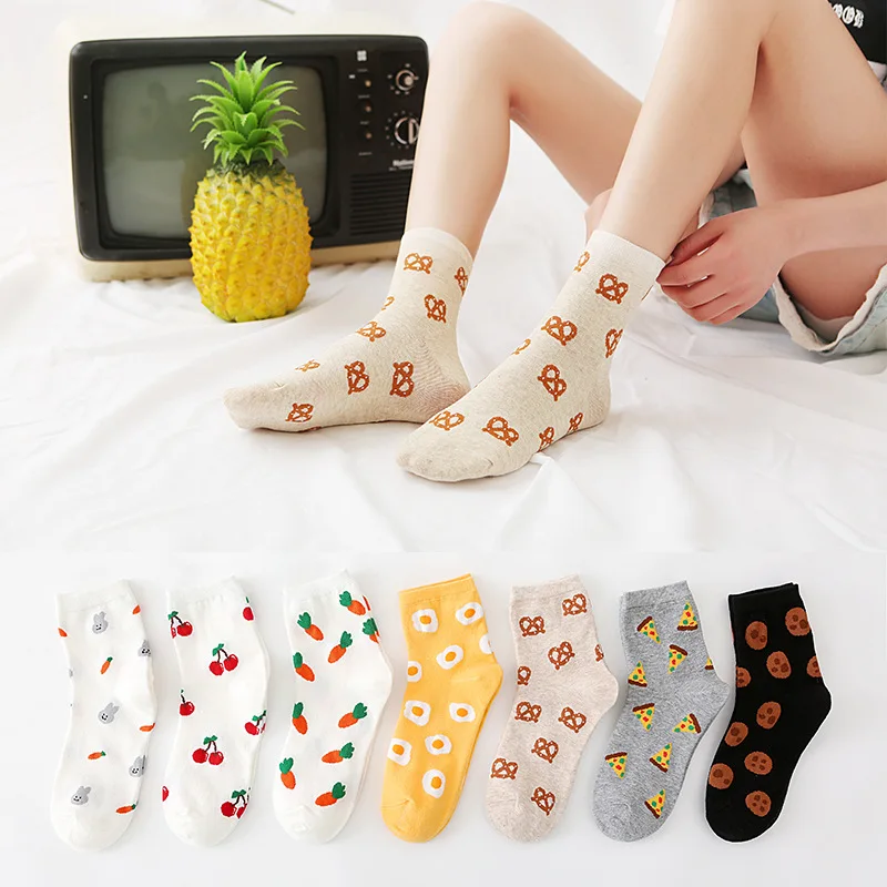 Pink Flower Knit Warm Childrens Socks For Girls Socks Kids Womens Cute Cartoon Medium Stockings