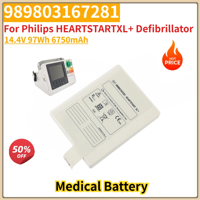

High Quality For Philips HEARTSTARTXL+ Defibrillator Brand New 989803167281 14.4V 97Wh 6750mAh Replacement Battery