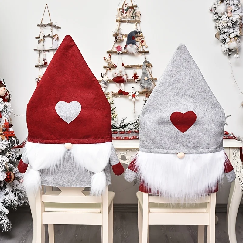 1pc Christmas Love Forest Elderly Faceless Dwarf Chair Set Holiday Decoration