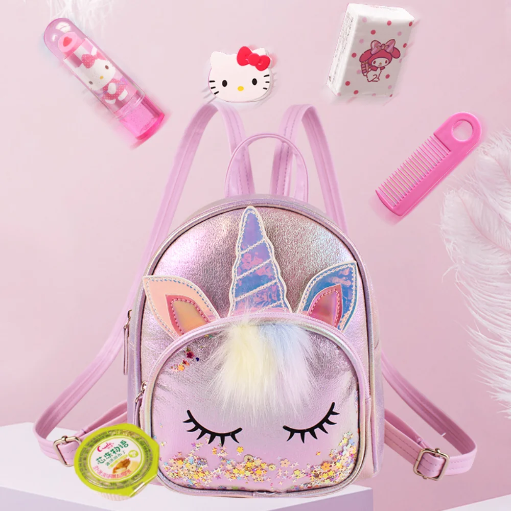 Big Tail Cat Sequin Unicorn Cute Plush Children\'s Backpack Cartoon Girls Fashion Children\'s Bag Backpack for Girls  School Bags