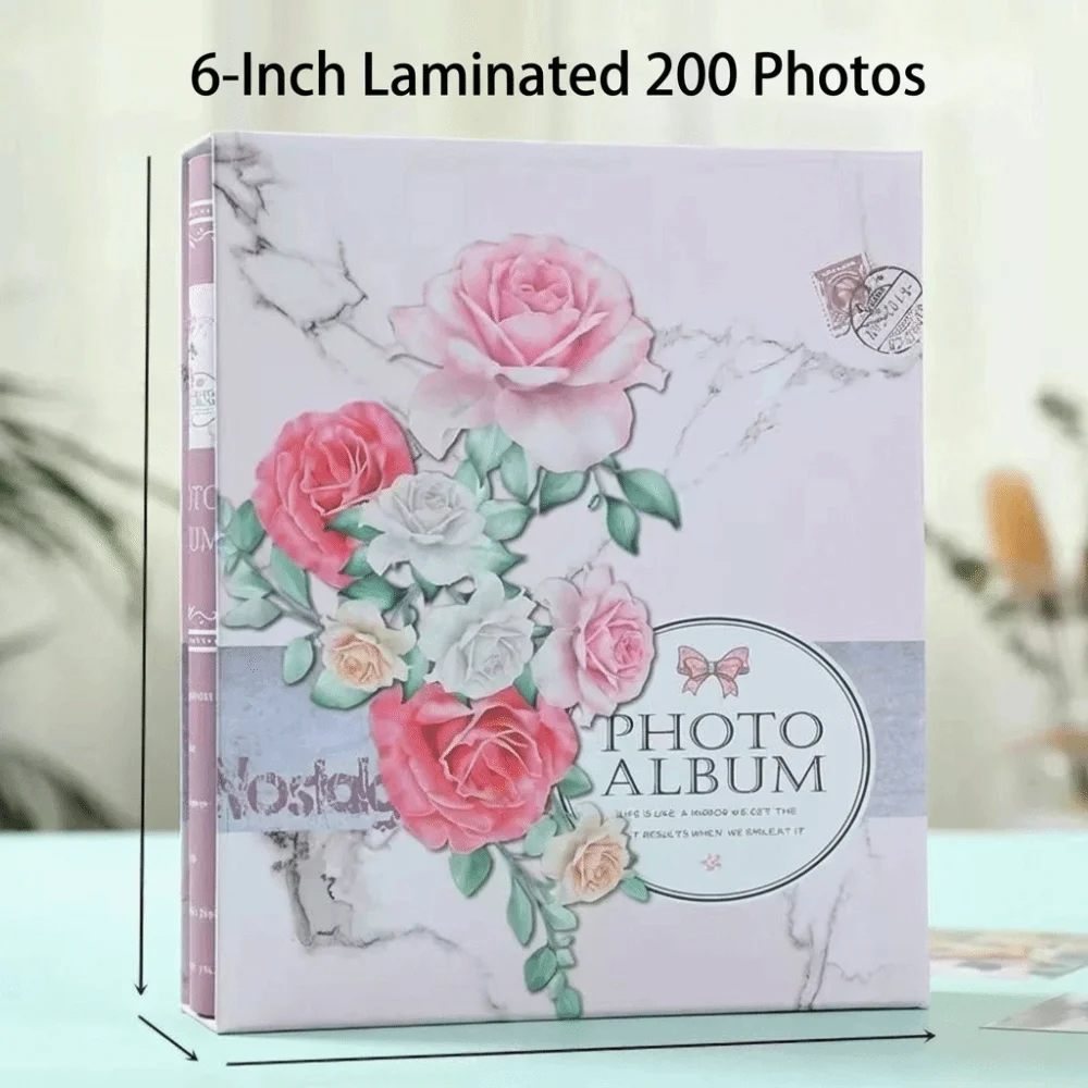 New 6 Inch 200 Pockets Photo Album Laminated Large Capacity Scrapbook Album Insert Pocket Photo Storage Family Memory