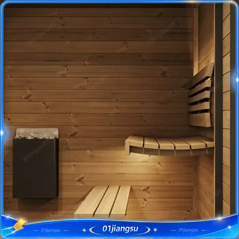 6 Person Solid Hemlock Wood Outdoor Sauna Kit with Electric Stove and Control Panel Traditional Pine Barrel Spa for Villa