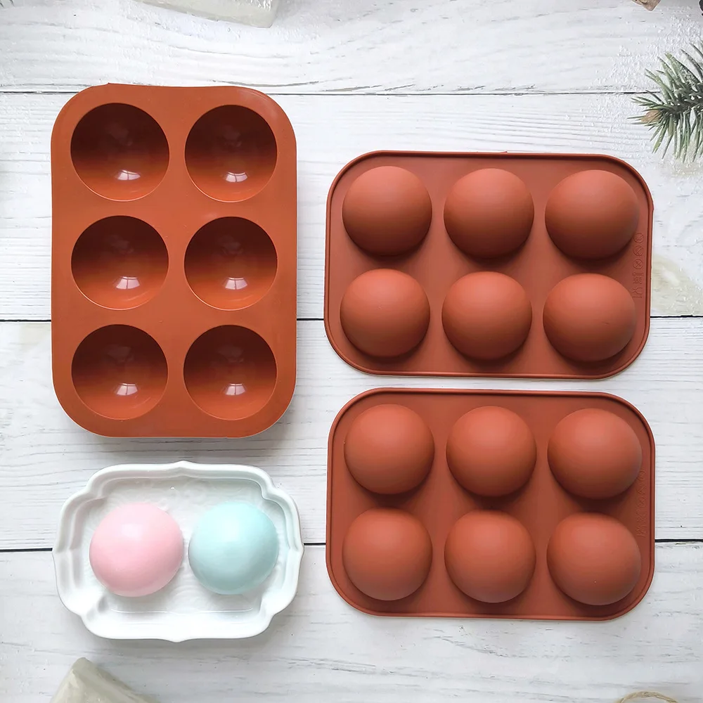6 Hole Small Semicircle Chocolate Mold Half Ball Sphere Silicone Mould For Chocolate Bomb Candy Pudding Jelly Ice Cream