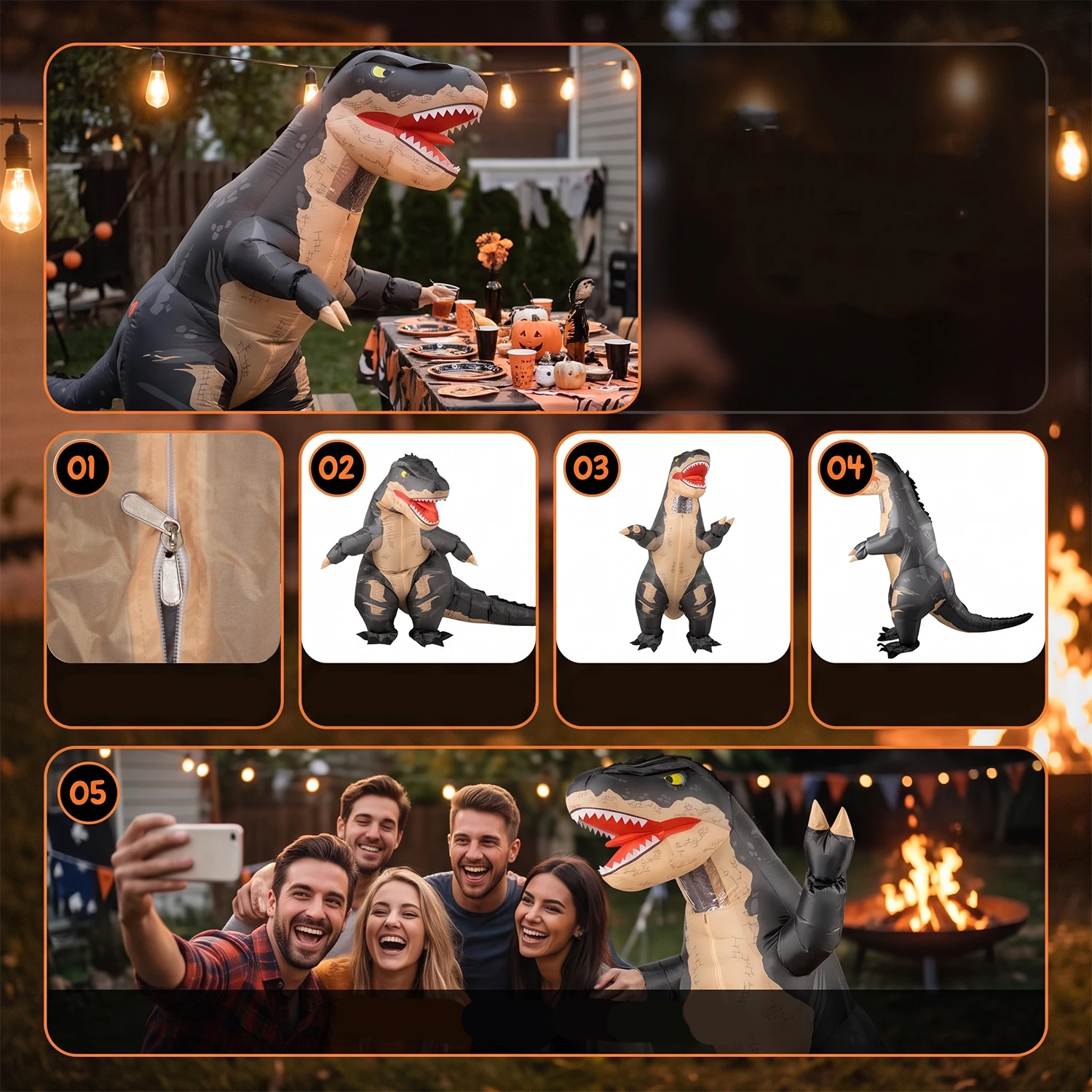 Disfraz inflable de raptor para hombres y mujeres, de 160 a 190 cm, ideal para disfraces de dinosaurio, dragón con púas, para Halloween, carnavales, Navidad y fiestas de disfraces.