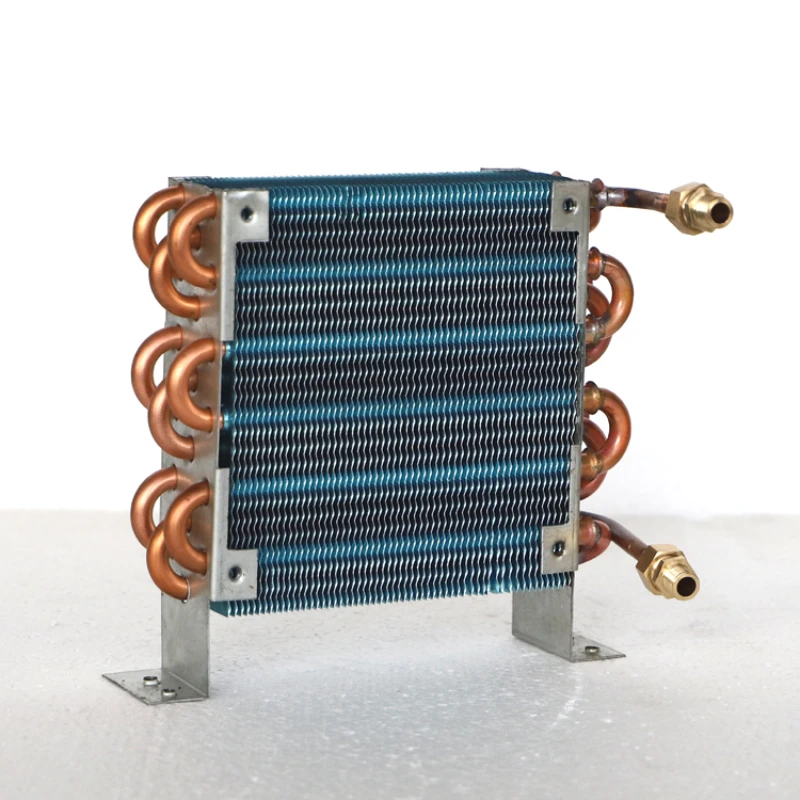 

Condenser radiator with threaded joint copper tube fin evaporator