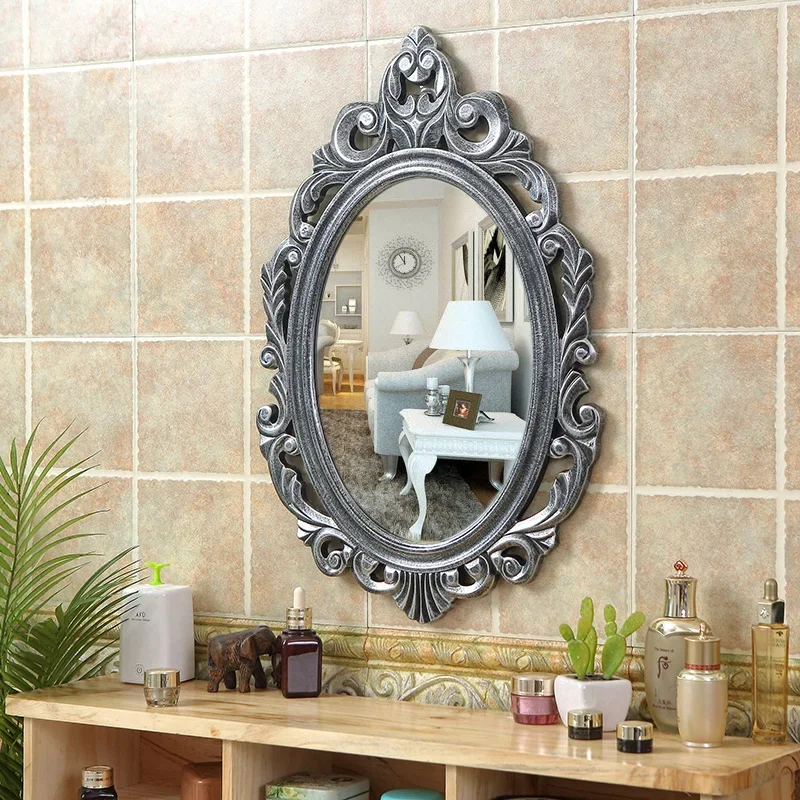 European Vintage Bathroom Wall Mirror Makeup Vanity Mirror for Hotel Decor Tattoo Eyebrow Cosmetic