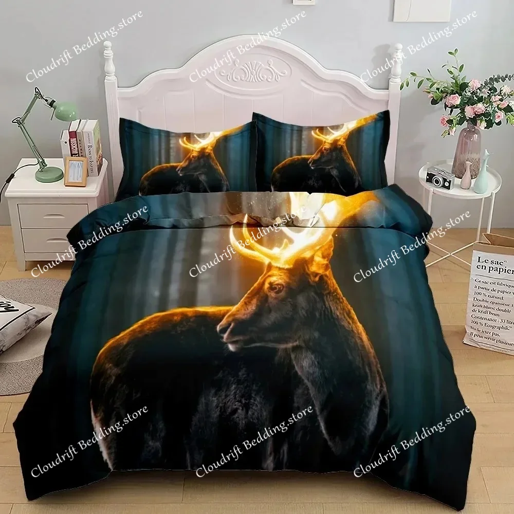 3D Print Reindeer Wild Bedding Set King Queen Twin Single Size Duvet Cover Pillow Cases Bed Linen Bedding Set