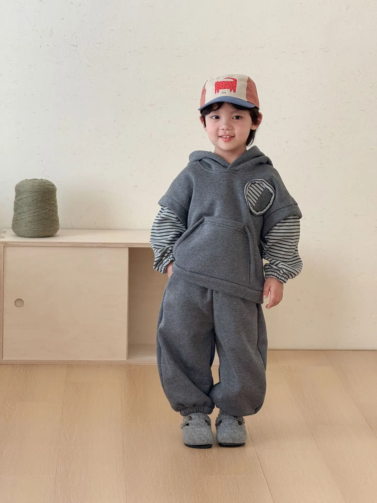 Winter Children Plus Velvet Thick Clothes Set Boys Girls Fleece Hooded Sweatshirt + Pants 2pcs Suit Kids Sports Outfits 1-8 Year
