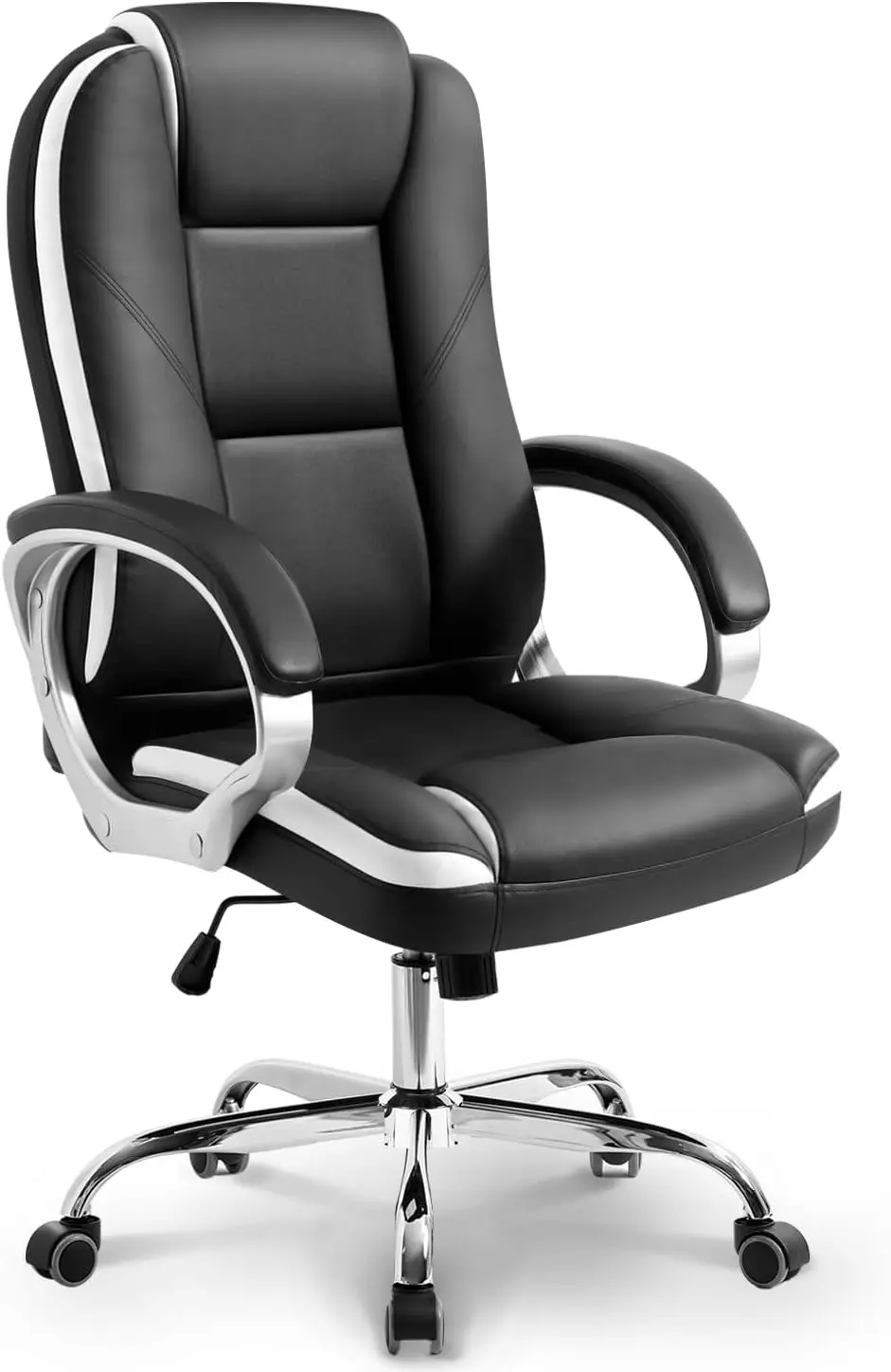 

Ergonomic High-Back Office Gaming Chair with Adjustable Height, Lumbar Support, and PU Leather - Black