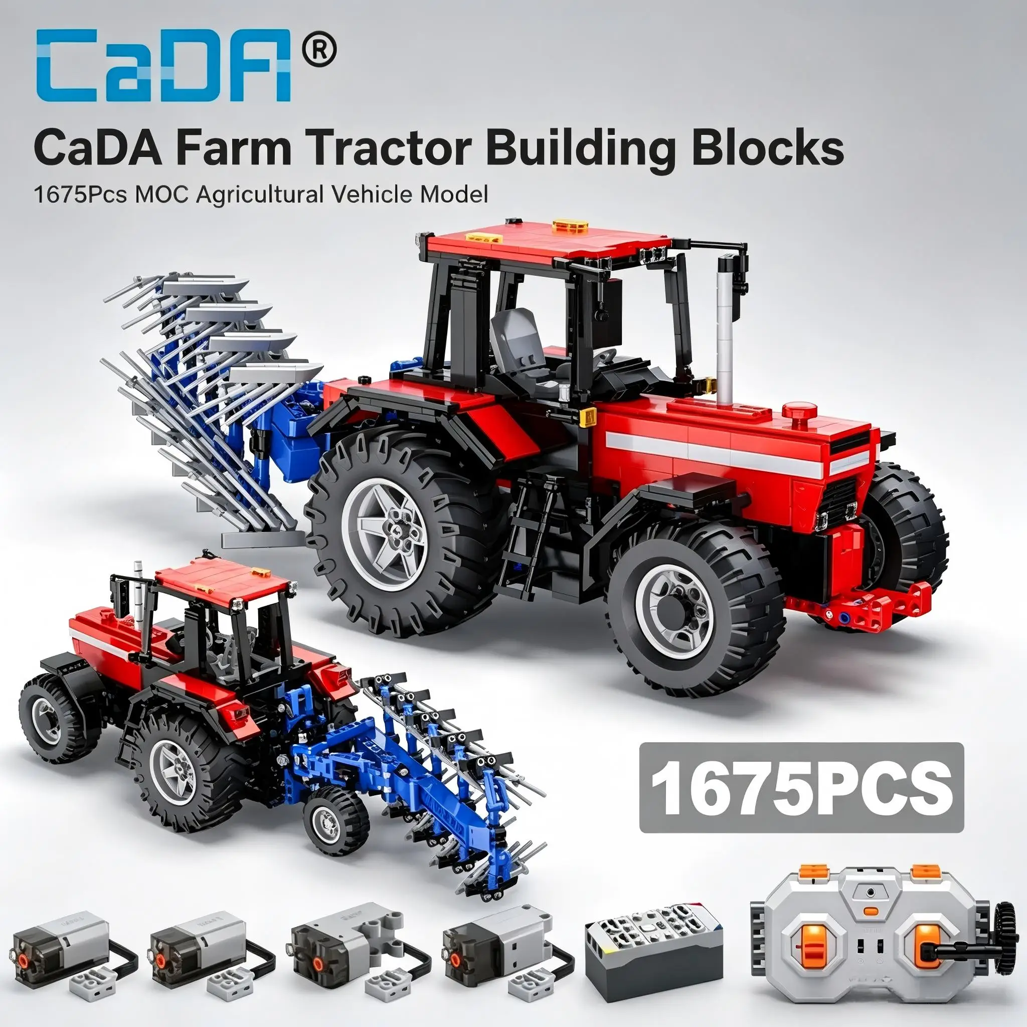 Cada 1:17 1675PCS MOC City Remote Control Multifunctional Agricultural Vehicle Building Block RC Truck Bricks Toys Boys Gifts