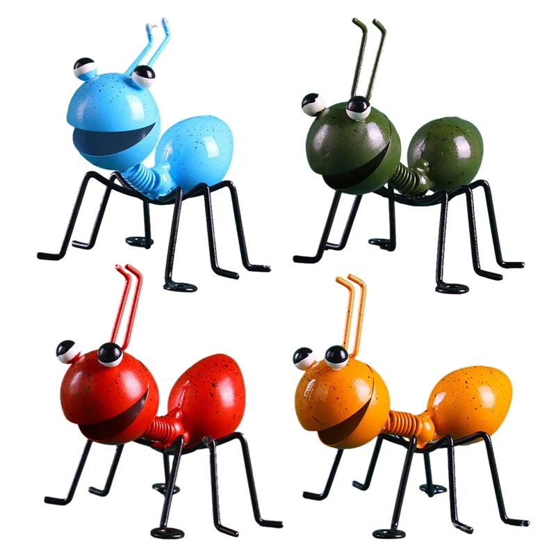 New Wrought Iron Ant Ornaments Garden Wrought Iron Decoration Potted Computer Desktop Ornaments Kids Toys Play House Cute Gift