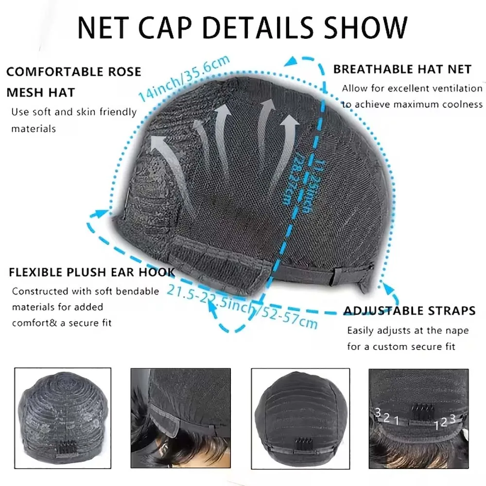 بني فاتح أومبير شعر طبيعي مفرود الباروكات قصيرة عابث قطع شعر مستعار مع الانفجارات قبل قطعها للنساء آلة صنع قبعة الشعر البرازيلي