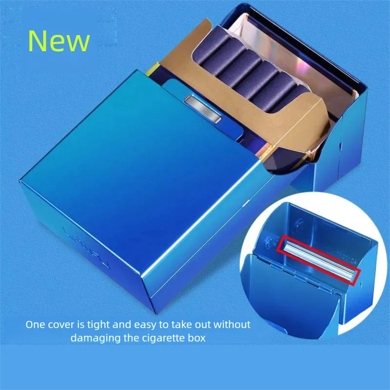 Men Magnetic Flip‑Top Aluminum Alloy Cigarette Case 20PCS Regular Size Hard Shell Moisture‑Proof Portable Holder