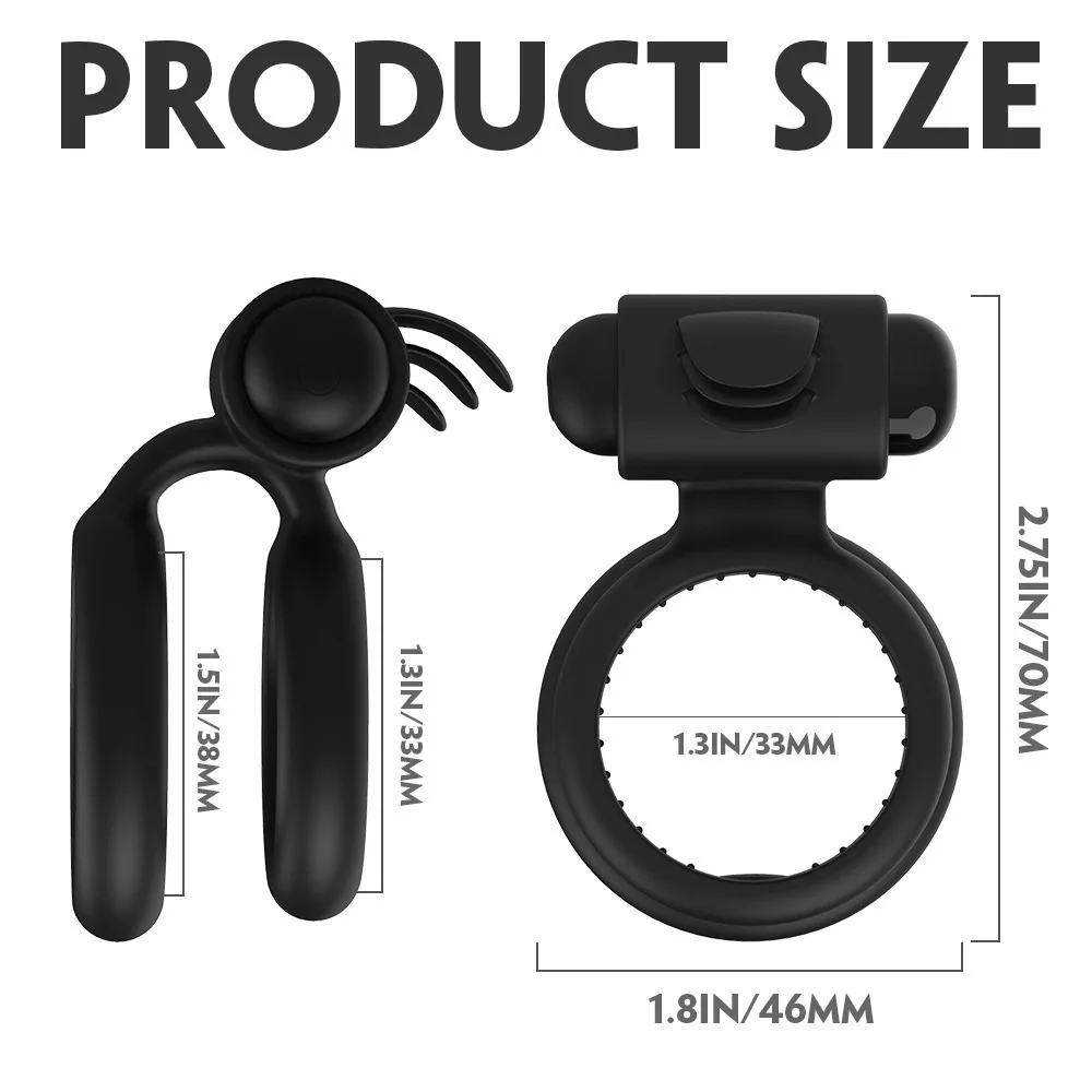 Battery powered 10 frequency vibration penis ring, couple flirting, tongue licking, double ring, locking ring, prostate massager view 4