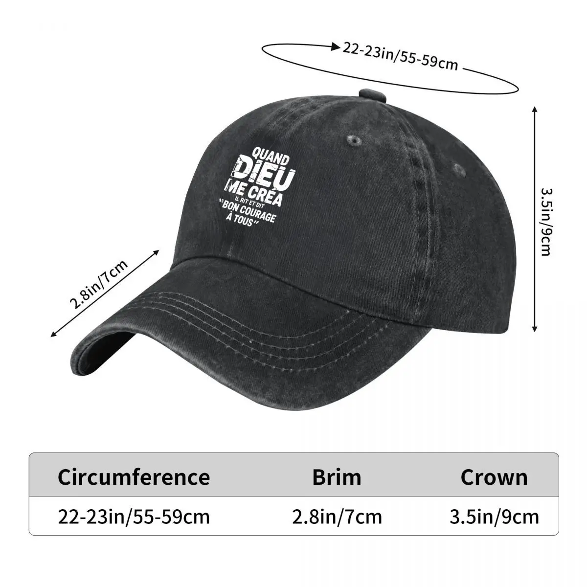 Quand Dieu Me Crea Il Rit Et Dit Bon Courage A Tous New Vintage Washed Cotton Baseball Cap Sun Hats