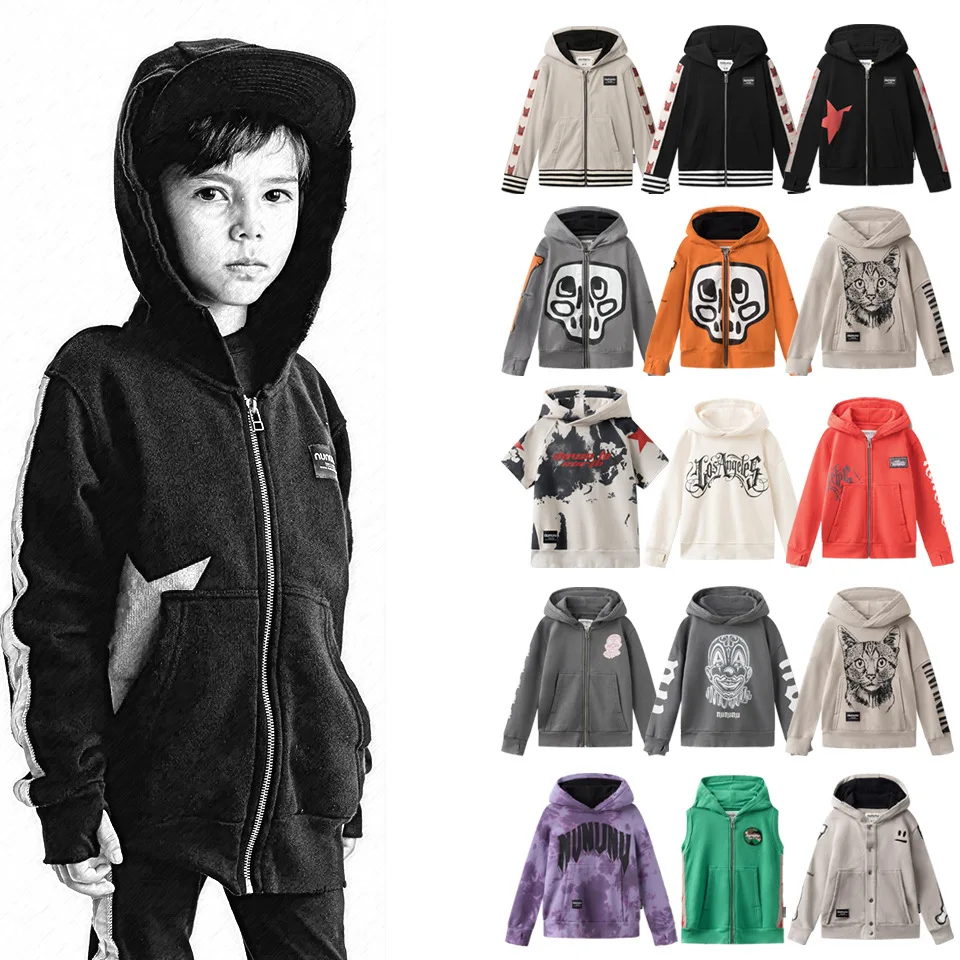 Children's Sweatshirt Spring/Summer New Children's Skull Zipper With Hoodie Baby Boys Girls Fashion Casual Clothes Kid Tops