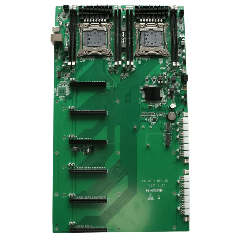 X99 6PLUS Motherboard 4 Memory Channels Supports Dual E5 CPU DDR4 ECC REG RAM LGA 2011 70mm Spacing 6 GPU for Server
