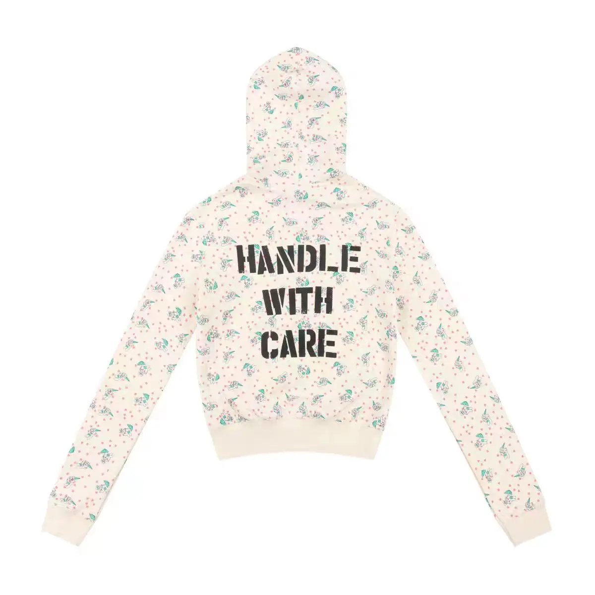 Ashley Apricot Rabbit Love مطبوعة هوديي المرأة التخسيس الكتف معطف قصير مع مجموعة السراويل المخملية