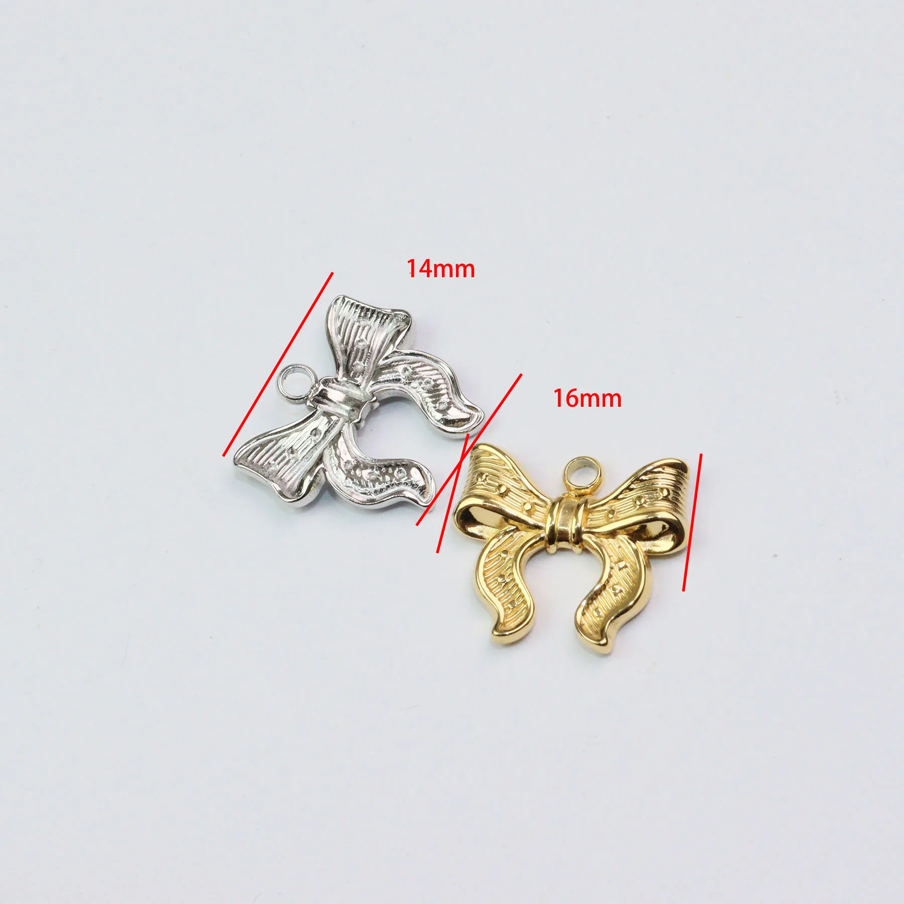 5pcs Stainless Steel  Casting Anti Allergic Bow Girl Charms Pendant DIY Jewelry Necklace Earrings Vacuum Plate