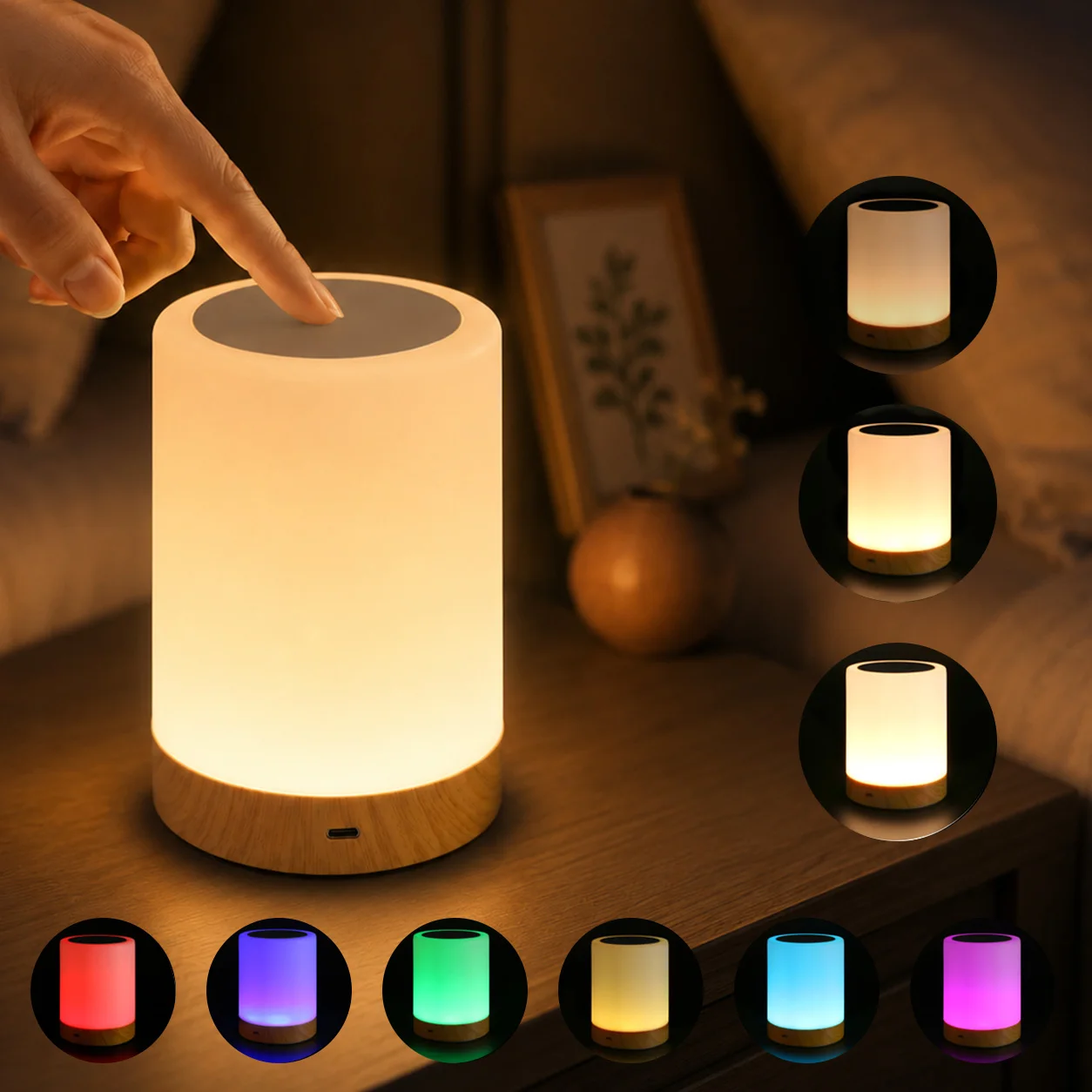 Led Night Lights Bedside Dimmable Charging Desktop Night Lamps Bedroom Bedside Lighting Decoration Touch Reading Led Table Lamps