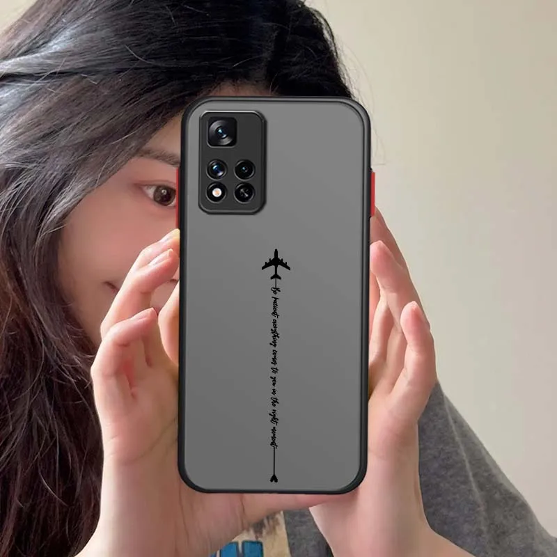 Airplane Flight Trail For Redmi Note 14 12 11 Pro Max Plus 5G 4G Frosted Translucent Phone Case Cover