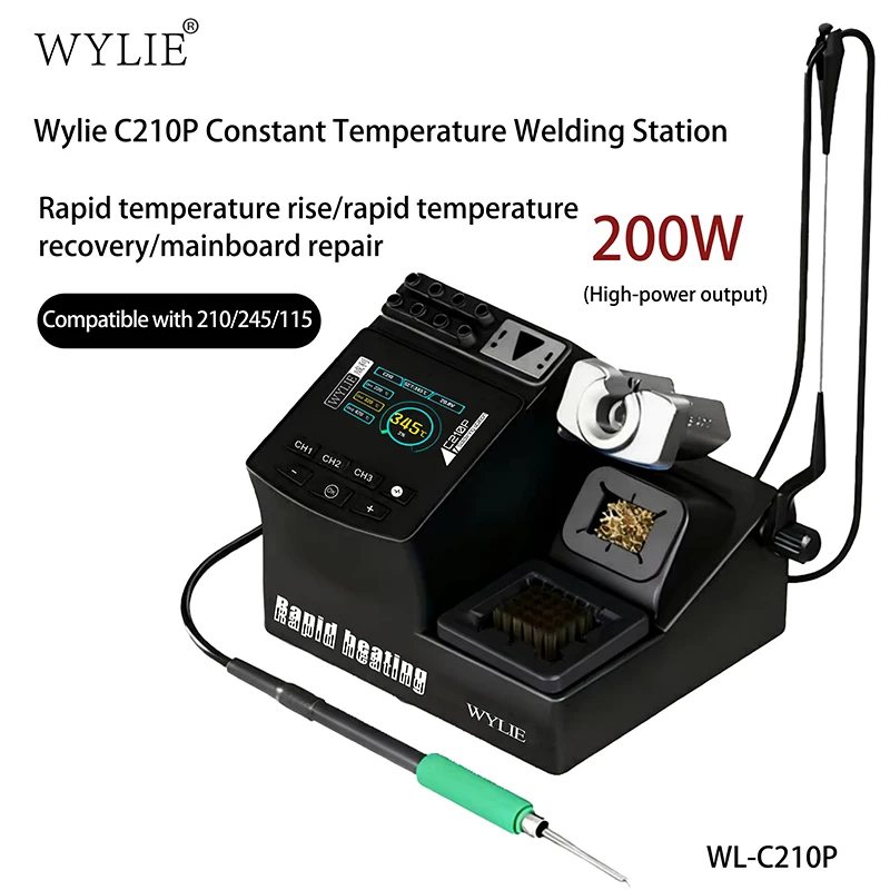 WYLIE WL-C210P ConstantTemperature Welding Station 200W Digital Display with C210 Tips for DIY Precision Welding Repair Tools