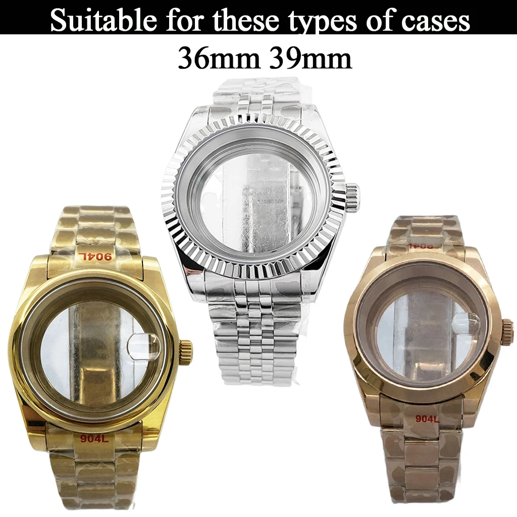 36mm 39mm Watch Case Bottom Cover Solid Stainless Steel Glass Bottom Cover Rose Gold