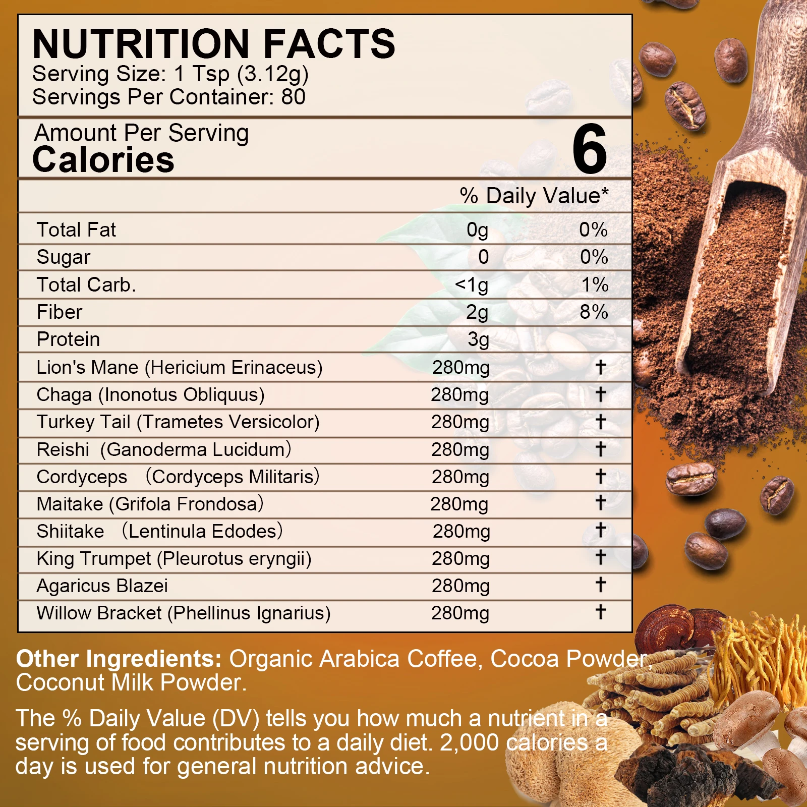 BWEORTHS Ultra Concentrated Mushroom Coffee Mixed Reishi & Lion's Mane Mushrooms Support Immunity and Focus Health Boost Memory