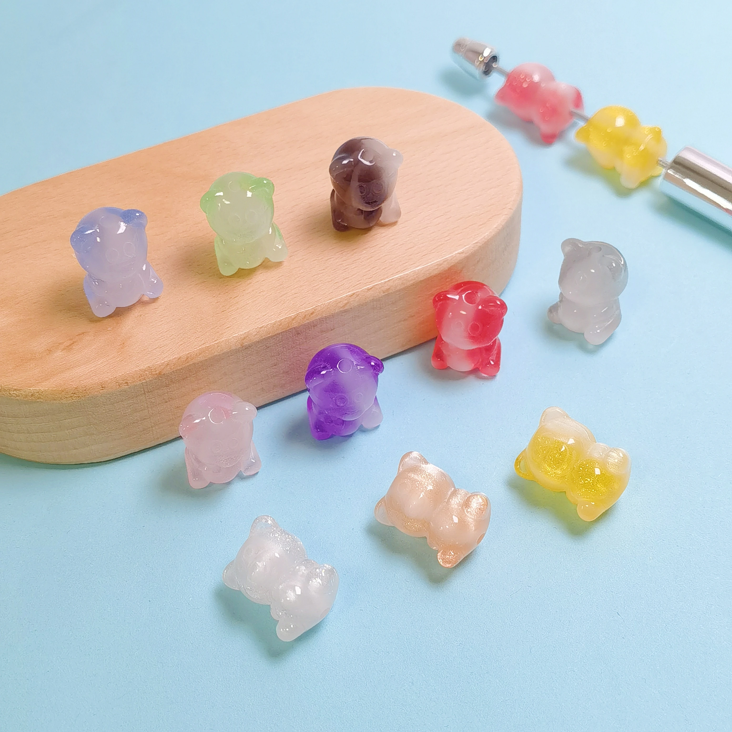 Cute Bears Beads 3D Cartoon Focal Beads for Pen Making Jewelry Necklace DIY KeyChain Accessory Animal Beads