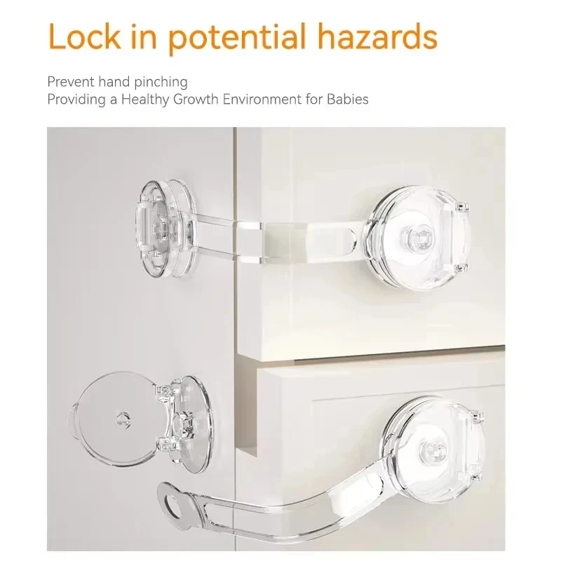 5/10Pcs Transparent Baby Cabinet Locks, Multi-functional Soft Strap Buckle, Anti-pinch Anti-open Protector for Household Furnitu