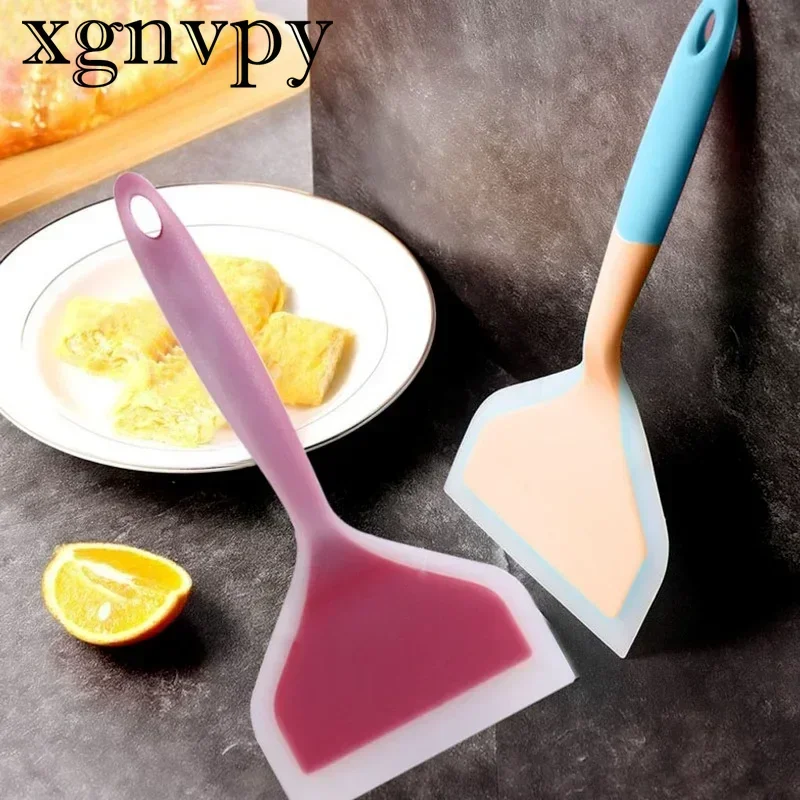 xgnvpy Tama yaki non stick pan silicone spatula wide mouth pizza pan fried cooking spatula hand grip pancake tools teppanyaki