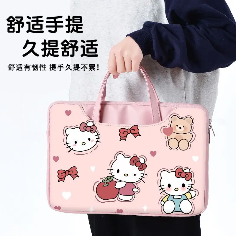 Girly Heart Kawaii Sanrio Anime Hello Kitty Cartoon Hand-Painted Laptop Bag Cute Cartoon Storage Case Tablet Gifts for Girls