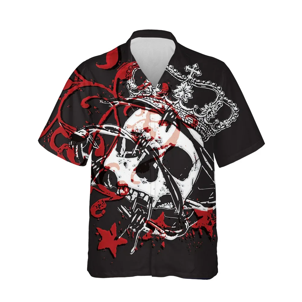 

Jumeast Crown Skull Blouses Men's Shirt Gothic Print Halloween Horror Clothing Button Up Shirts For Men Baggy Streetwear Clothes