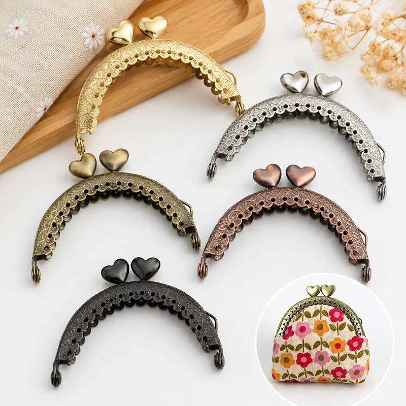 

2/5/8/10Pcs 8.5cm Embossed Metal Purse Frame Kiss Clasp Bag Handle for Coin Wallet DIY Handmade Sewing Brackets Accessories Kit