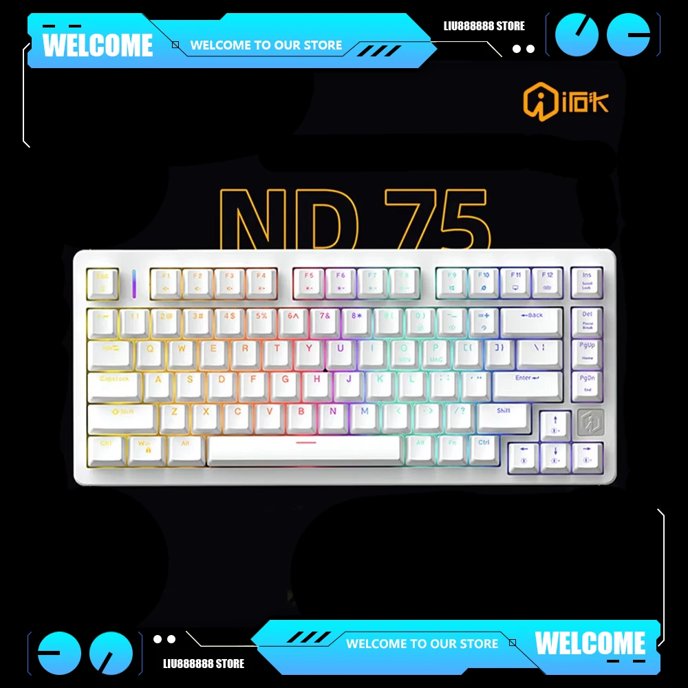 Irok Nd75 Magnetic Switch Mechanical Keyboards Transparent RT 81 Keys Single-mode Mode Wired Gaming Keyboard PC E-sports Gfits