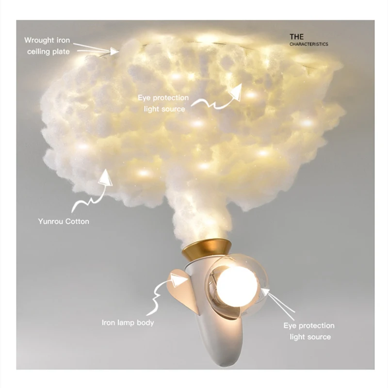 Imagem -04 - Foguete Astronauta Luz de Teto para o Quarto Estudo Crianças Berçário Moderno Criativo Led Nuvem Luzes Led Meninos Crianças Quarto Iluminação