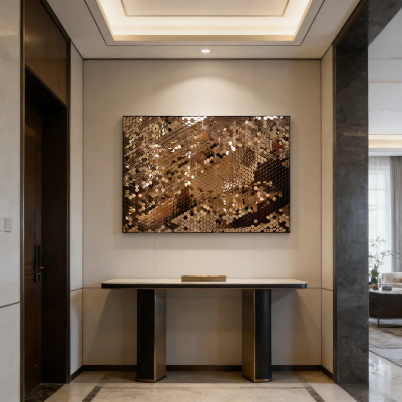 Stainless steel metal art wall decoration flash villa, shop, hotel, club, restaurant background wall pendant