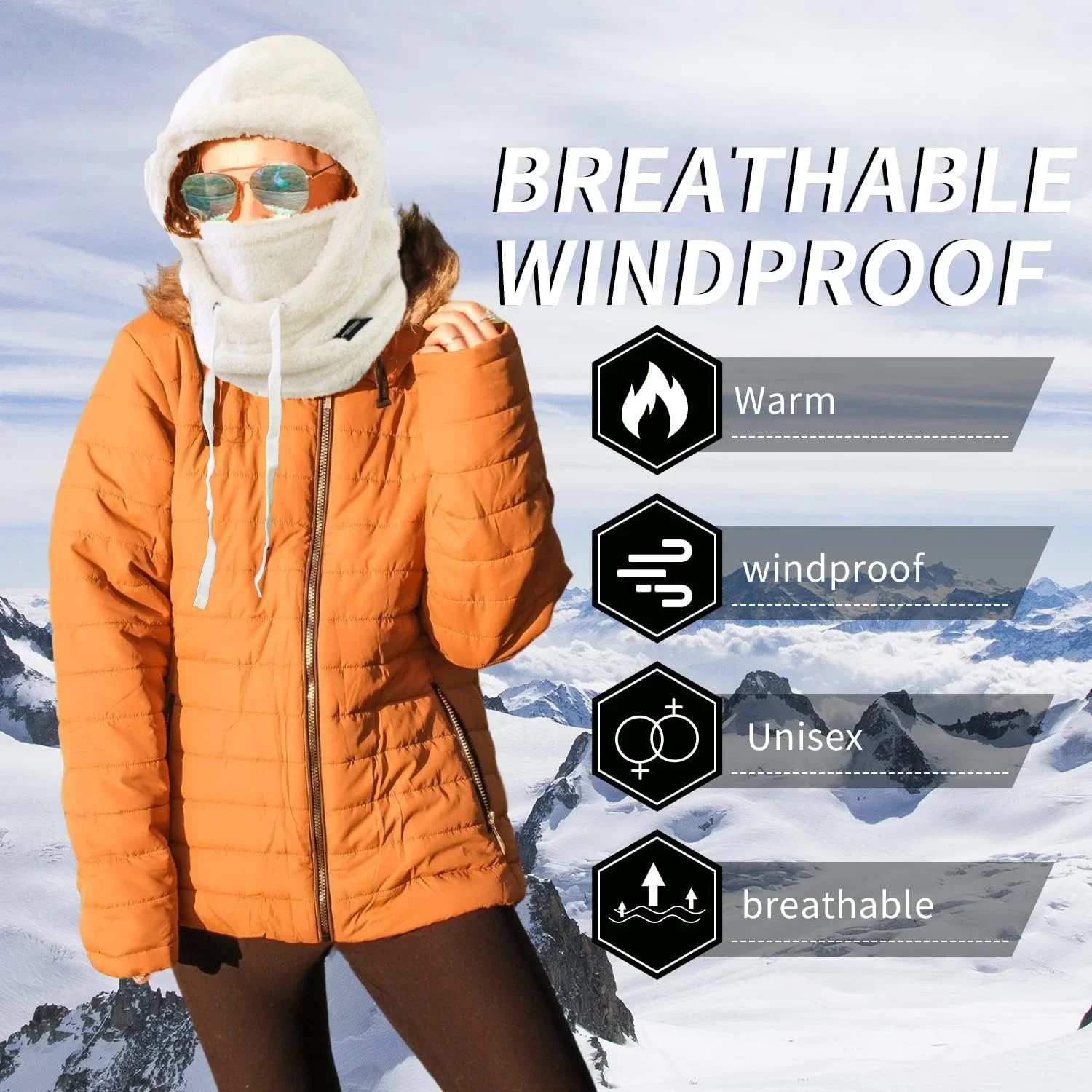 

Adjustable Unisex Winter Fleece Hooded Scarf Windproof,Ear Protection,Thick and Warm for Gender Reveal Occasion Theme