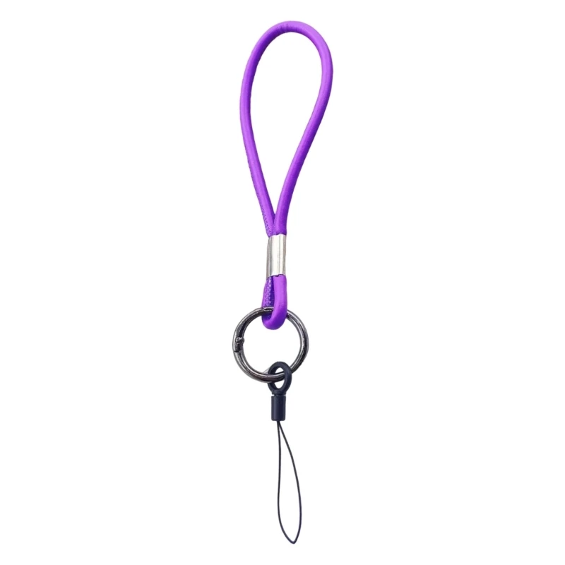 E0BF Soft PU Leather Lanyard For Smartphone And Keys Handmade Holder Fashionable Keychain Accessories Unisex Gift