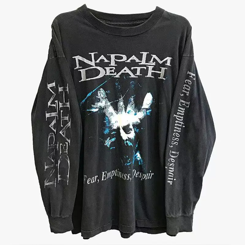 

Мужская одежда больших размеров, уличная одежда с принтом Atrium, осенняя футболка в стиле хип-хоп, американская рок-группа с длинными рукавами Y2k, футболка с графическим рисунком, гот