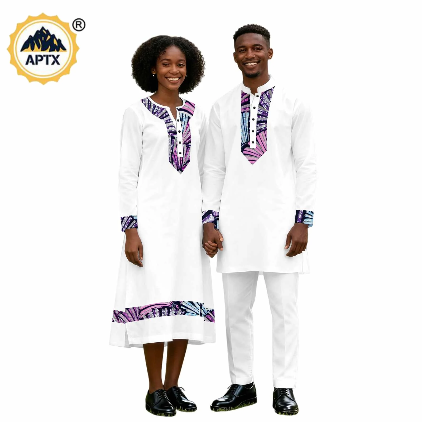 

African Print Top and Pant Sets for Women Matching Couple Outfits Dashiki Men Top and Pants Sets Abaya Style Clothing Set 25C116