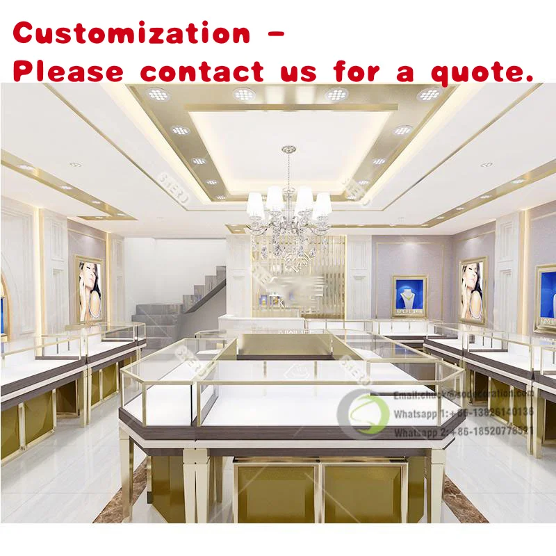 

custom.Modern Luxury Decoration Jewellery Showroom Design with Led Light Display showcase Jewelry Display Cabinet