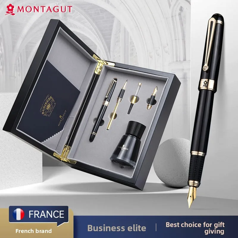 

French Montagut Elite Pen Men's and Women's High-end Gift Box Set Business Office Signature Pen Calligraphy Pen