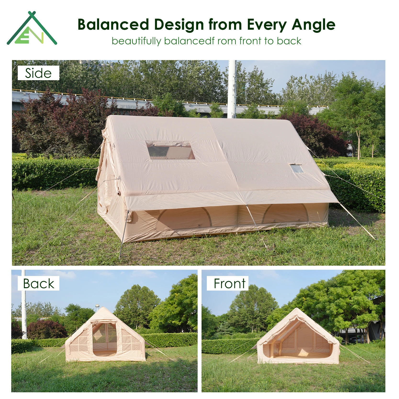 Wholesale 12sqm Four-Season 3-4 Person Inflatable Tent 300x400x200cm Waterproof 420D Oxford Stove Jack Skylight Quick Setup