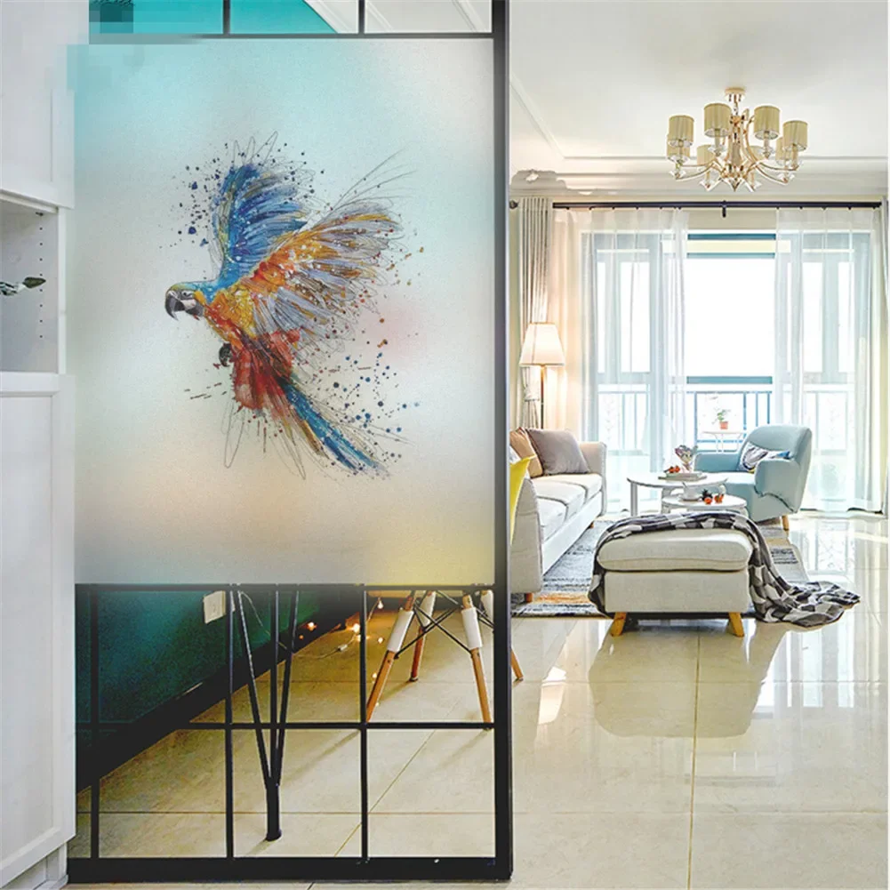 Static Cling Privacy Windows Film Decorative Animal Picture Stained Glass Window Stickers   Frosted Windows Film