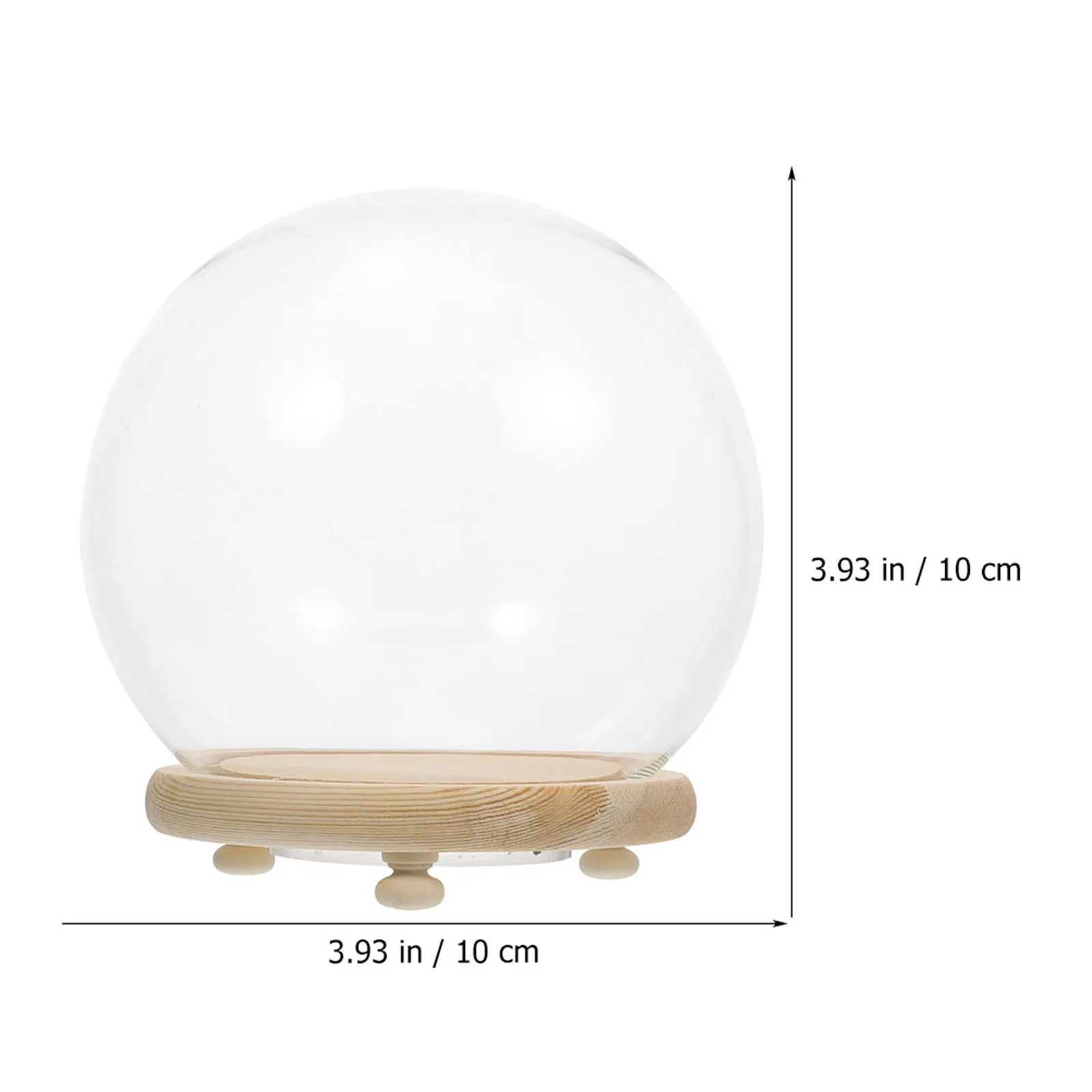 Glass Cover with Wood Base Preserved Flower Display Dome Decorative Clear Glass Dome for Home Shop Party Decoration