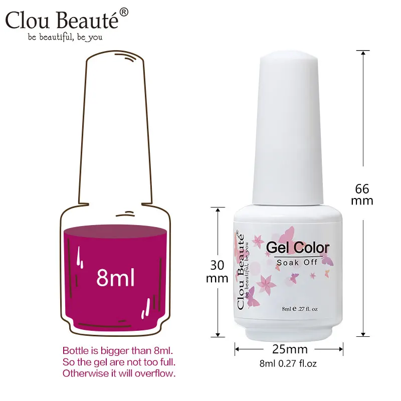 Clou Beaute 20 Stück Gel-Nagellack-Set, 8 ml Flasche, UV-LED-Farbe, Nagelkleber, Sommer-Nagellack, Esmalte Top Base Coat Gel-Lack